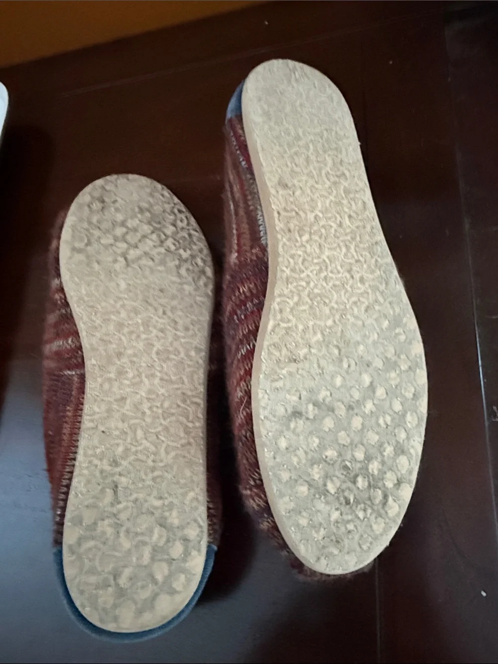 TOMS Maroon Multi-Stripe Knit Slip-Ons